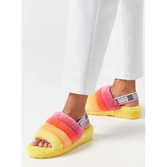 UGG Shoes - UGG Rainbow Fluff Yeah Slide Sandals Women's Size 8 Slippers New Without Tags